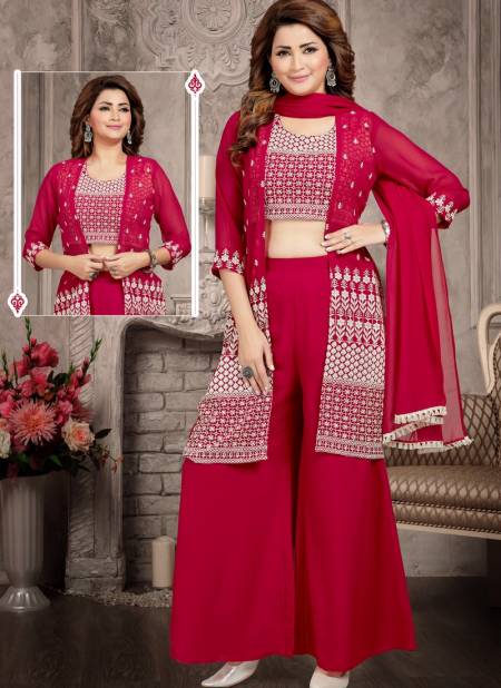 N F PLAZO 06 New Latest Heavy Georgette Festive Wear Salwar Suit Collection N F Z 649 RED